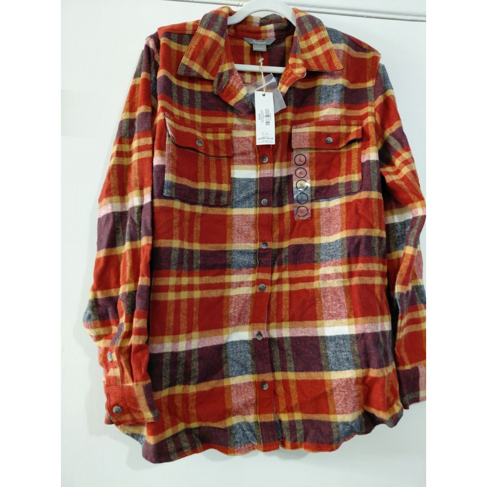 Women's Bass Pro Plaid Flannel Button Up Shirt XL NWT